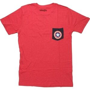 Marvel Comics Captain America Pocket T-Shirt Graphic Tee Red We Love Fine Size L